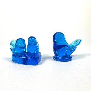 Signed Leo Ward Blown Glass Bluebirds of Happiness
